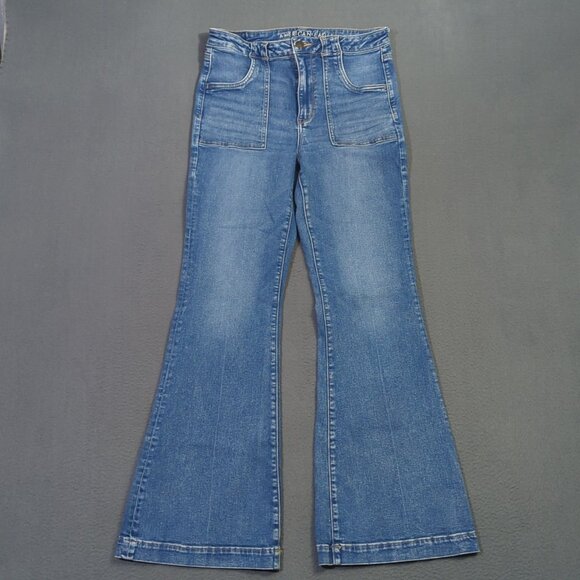 American Eagle Jeans Women's 10 Blue Super Hi-Rise Flare Denim - Picture 1 of 12